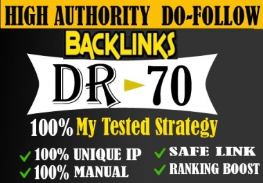 I will provide DR 50 to 70 backlinks off page seo for you