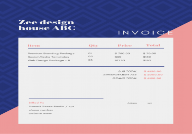 design best invoice,  receipt,  any type of letterhead