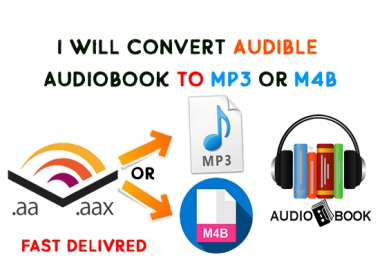 I will convert 5 audible files to mp3 or m4b format