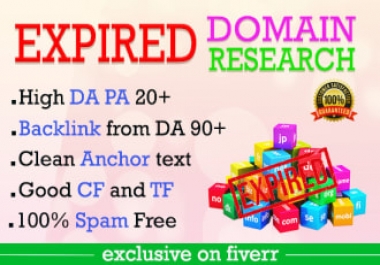 I will find expired domain having backlinks from da 90 site