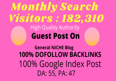 Write and publish guest post on da 55 general niche blog for Google indexed post