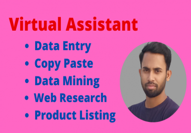I will be your reliable virtual assistant for data entry,  web research and copy paste