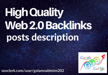Get 10 Web 2.0 High Quality,  Manually created and Rapid Backlinks
