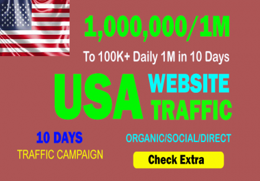 1,000,000 USA TARGETED Organic Web Traffic to your website within 10 days.