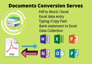 I will Convert your documents Pdf to Word,  Excel,  CSV etc.