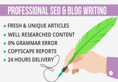I will do SEO article writing in 24 hours. Article consisting of 600 words and there are more option