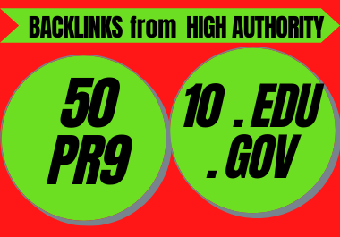 50 PR9 & 10. Edu /. Gov High Authority social profile backlinks