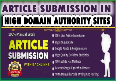 Approve 100 Article directories Submission Contextual Backlinks live links from High PR
