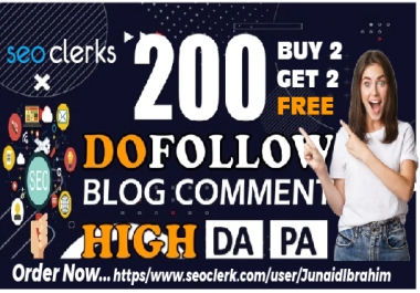 I will provide 200 Manual DOfollow Blogcomment DA20 plus BUY 2 GET 2 FREE