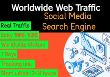 10,000 Real WORLDWIDE web traffic from Search Engine and Social Media