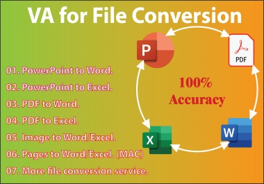 I can make pdf form and file conversion PDF to Word,  Excel,  PowerPoint,  Pages,  AI,  CVS,  PSD