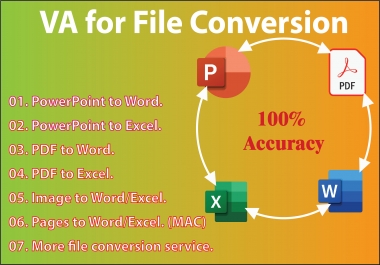 I can make pdf form and file conversion PDF to Word,  Excel,  PowerPoint,  Pages,  AI,  CVS,  PSD