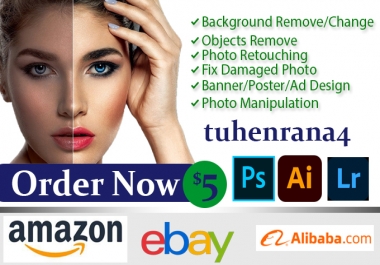 All kind of photoshop editing,  image retouching in 4 hour