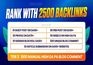 Get 2500 Powerful High-Authority Links PBN,  Guest Posts,  Contextual & Blogroll Links