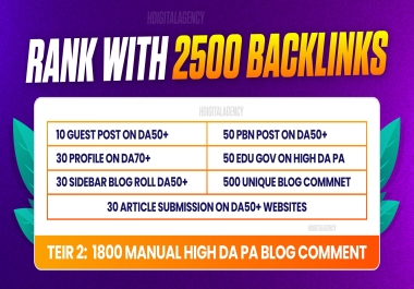 Get 2500 Powerful High-Authority Links PBN,  Guest Posts,  Contextual & Blogroll Links