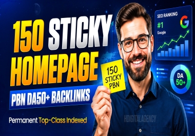 Make 150 Sticky Homepage PBN DA50+ Backlinks Permanent Top-Class Indexed