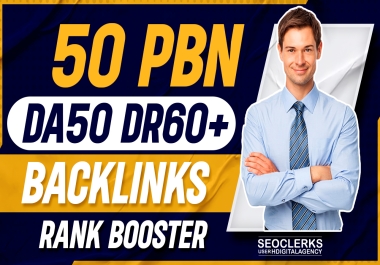 I will do 50 PBN do follow SEO contextual Unique DA50+DR55+ Homepage Backlinks