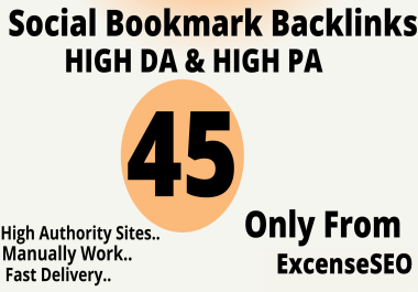 Manually 45 High Authority Social Bookmark Backlinks