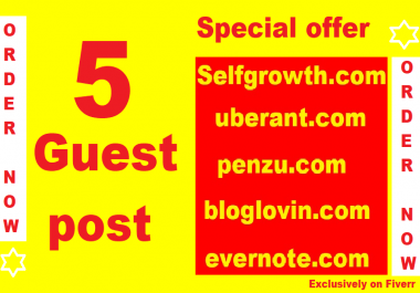 I will write and publish 5 guest post on high da sites