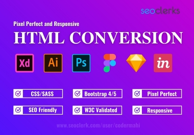 Convert PSD to HTML css bootstrap responsive website