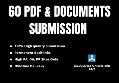 I will do pdf and document submission to the top 60 pdf sharing sites