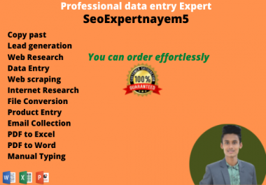 I will do data entry copy past,  Lead generation,  web research,  web scraping
