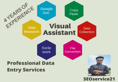 I will be your virtual assistant for data entry,  typing,  and copy paste jobs