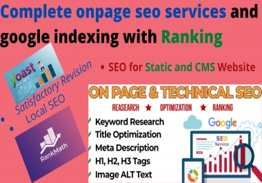 I will complete onpage seo services 5 Nos. Pages/Post