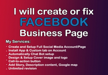 I will create or fix a facebook page Profile integration Page optimization SEO optimize