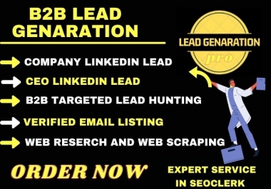 I will provide 30 b2b lead,  linkedin lead and web research for your business