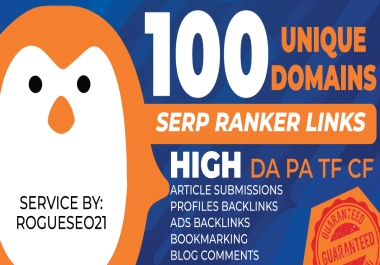 Manually 100 Unique Domains High Quality SEO Authority Backlinks DA 100+