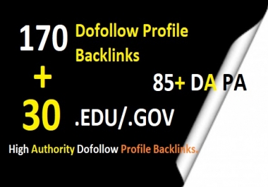 I will create 170 Unique Domain PR9 DA 85 TO 100 30 Edu Gov SEO Profile Backlinks