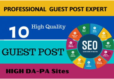 10 Write and Publish Guest Posts on DA 50+ Permanent backlinks