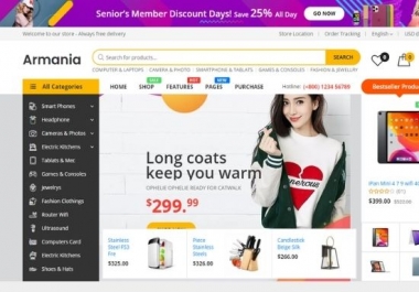 I will customize woodmart electro porto flatsome oceanwp woocommerce ecommerce theme