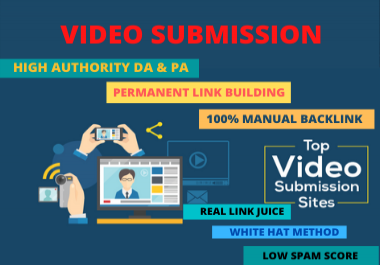 Live 50 Video Submission Backlinks Link building High Authority Permanent Dofollow
