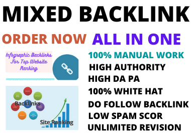80 mix dofollow backlink high authority white hat niche related manual high da,  pa link building