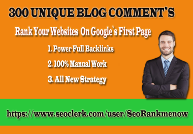 300 Unique Dofollow Blog Comments Backlinks on DA 30