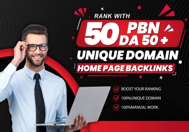I will provide 50 Homepage permanent unique domains PBN backlinks on DA 50+ domains