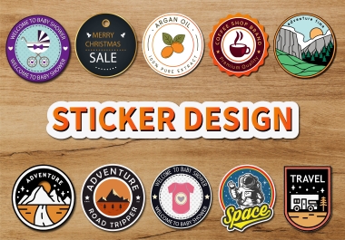 I will design sticker,  die cut,  badge,  vinyl,  decals logo and label