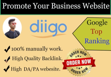 I will create 50 diigo backlink with high da pa