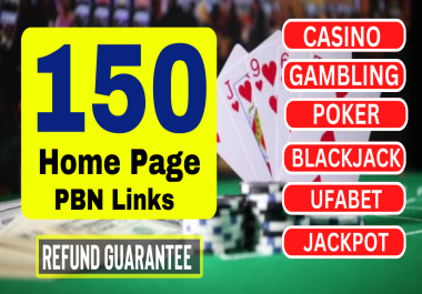 150 Google Ranking High DA50+ DR65+ Casino,  Gambling,  Poker,  Judi Related Permanent Backlinks