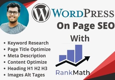 I will optimize wordpress on page SEO for your website using rank math