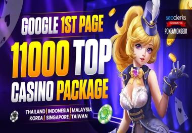 Google 1ST PAGE RANK - Get Powerful 11000,  All In One Casino,  Gambling Backlinks Package