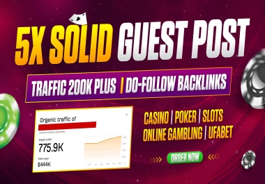 write and Publish 5x guest Post Backlinks on 200k+ Traffic or DADR 50+ Sites Dofollow Permeant post