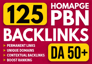 125 PBNS DA 50 PLUS Dofollow Permanent Homepage Backlinks