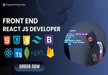 I will be your front end web developer for html,  css,  react. js,  next. js development