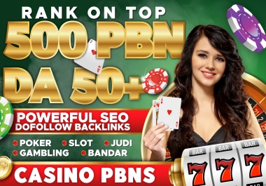 RANK ON TOP 500 PBN DA 50+ backlinks dofollow homepage permanents