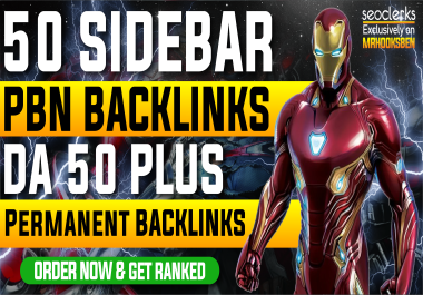 Get 50 SideBar Permanent HomePage Dofollow PBN Backlinks On DA 50+ Websites - BlogRoll - Footer