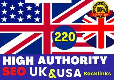 Create 220 permanent UK USA High DA Site Backlink Sure Google Ranking