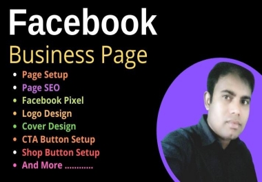I will create or fix a SEO optimized FB business page, pixel,  cover design etc.